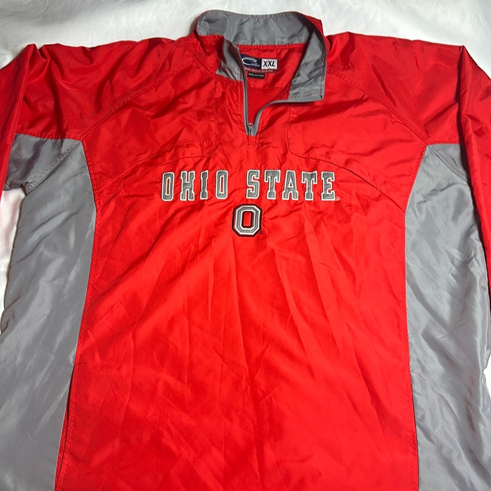 Ohio State Pullover OSU OH IOXXL Nylon Pullover Half Zip. See pic small hole